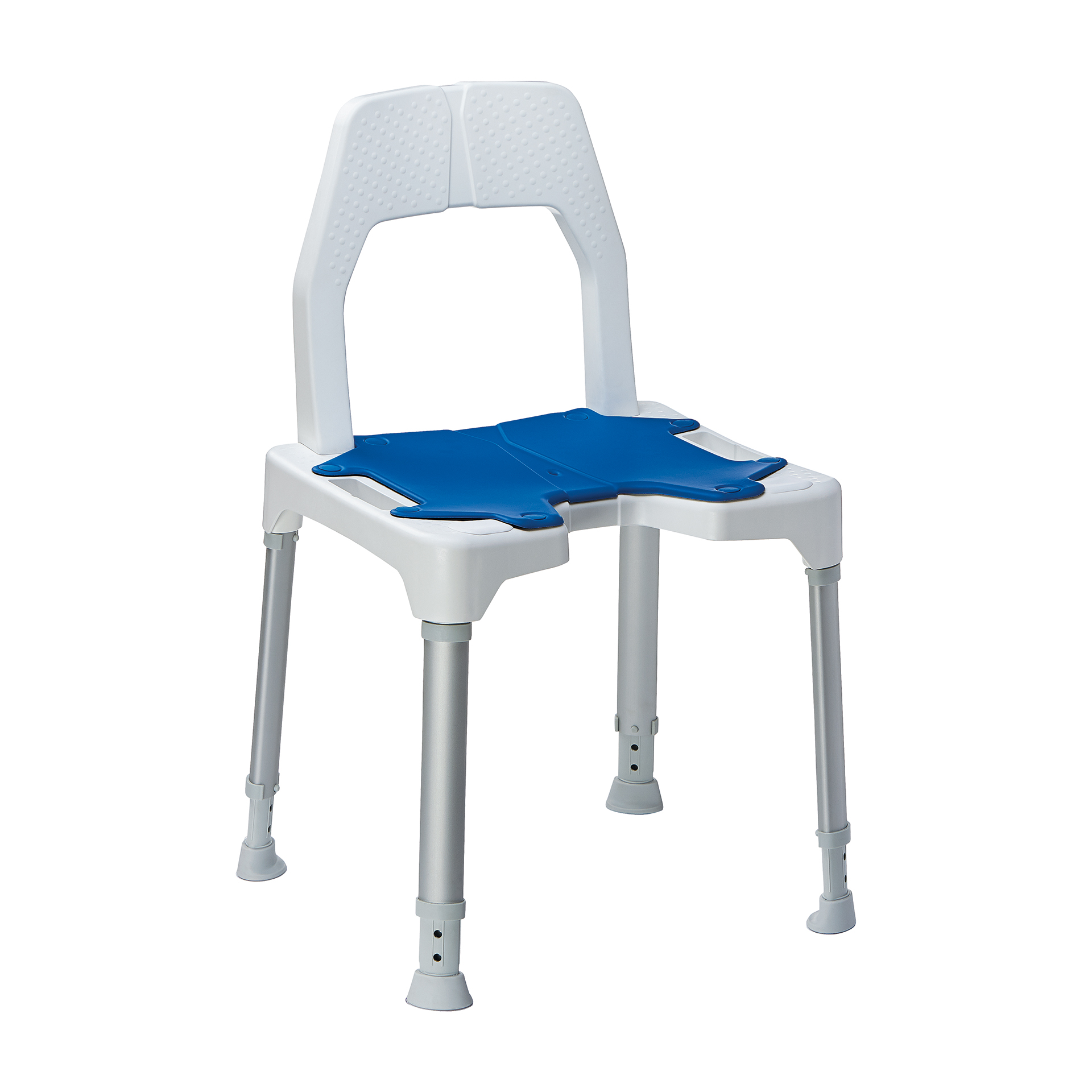 DIETZ SmartCare Tayo Duschstuhl ohne Armlehne mit Sitzpad Blau
