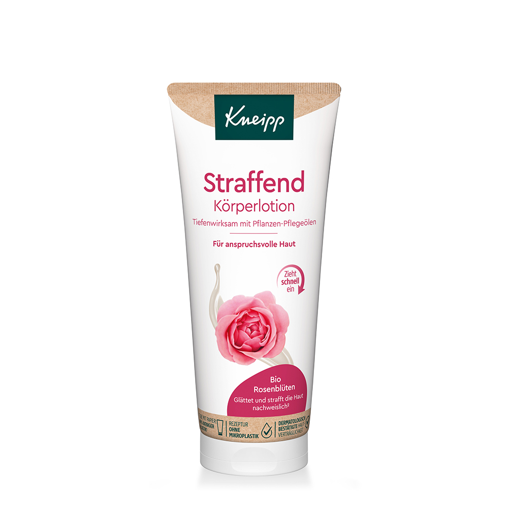 Kneipp Körperlotion Straffend Rosenblüten 200 ml mit Rosenblütenextrakt und natürlichen Ölen – spendet Feuchtigkeit und fördert ein strafferes Hautgefühl