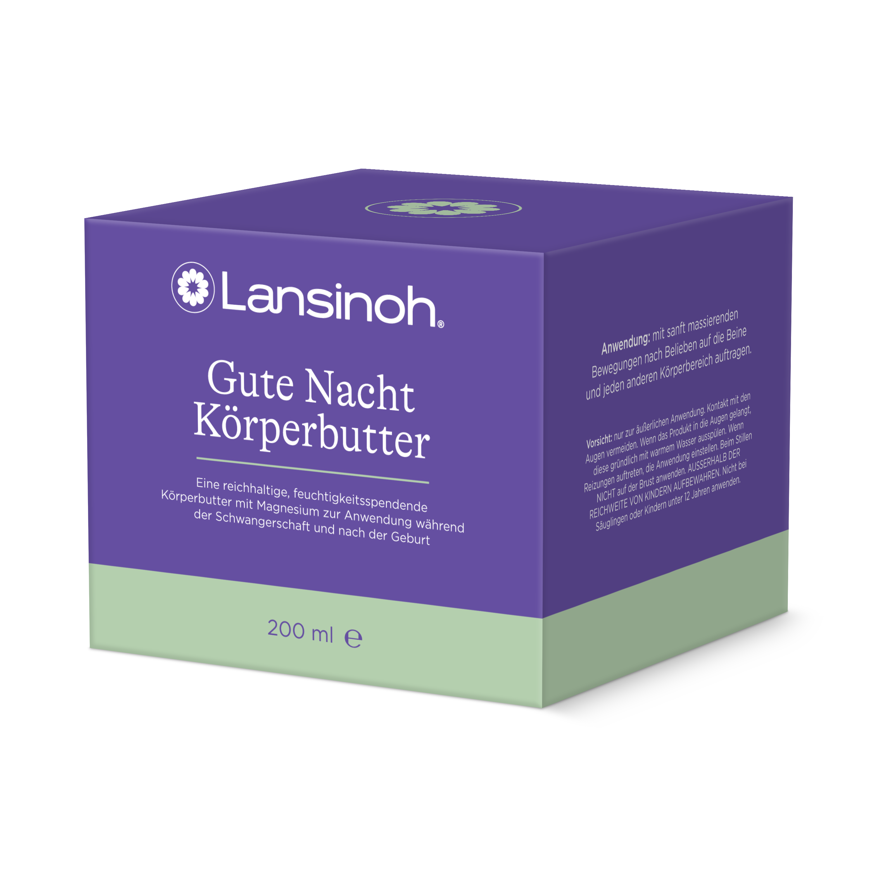 Lansinoh Gute Nacht Körperbutter, lila 200-ml-Tiegel, reichhaltige Pflege mit Magnesium für entspannende Abendroutine während und nach der Schwangerschaft