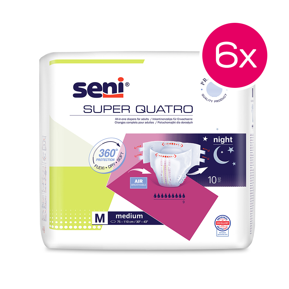 Seni Super Quatro Medium Karton mit 6 x 10er Packungen