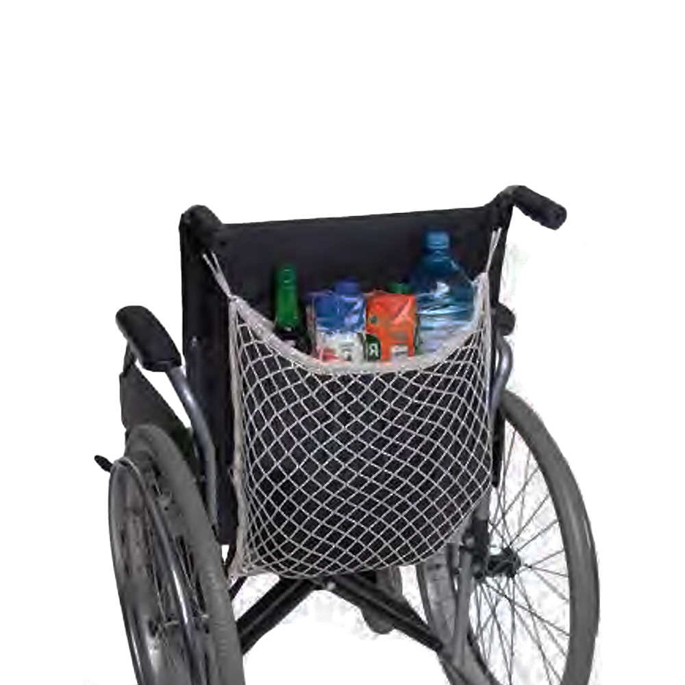Leichtes Baumwollnetz zur sicheren Aufbewahrung von Einkäufen und persönlichen Gegenständen, ideal für Rollstuhl, Rollator oder Gehgestell, immer griffbereit, stilvoll, Farbe Schwarz