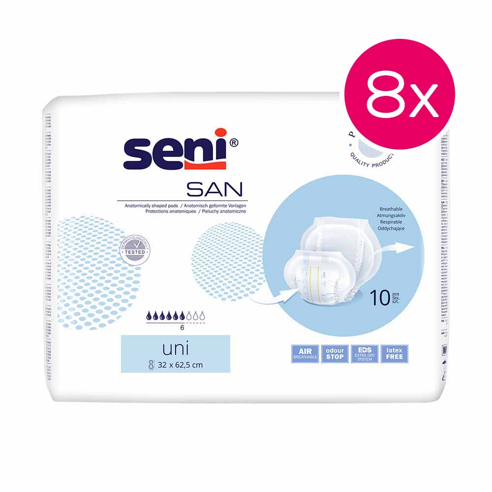 Seni San Uni Karton mit 8 x 10er Packungen