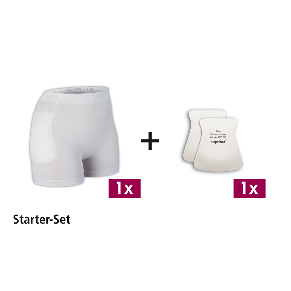 Suprima Hüftprotektor-Starterset A - 1 Slip (ohne Protektor) + 1 Paar Protektoren - handwäsche