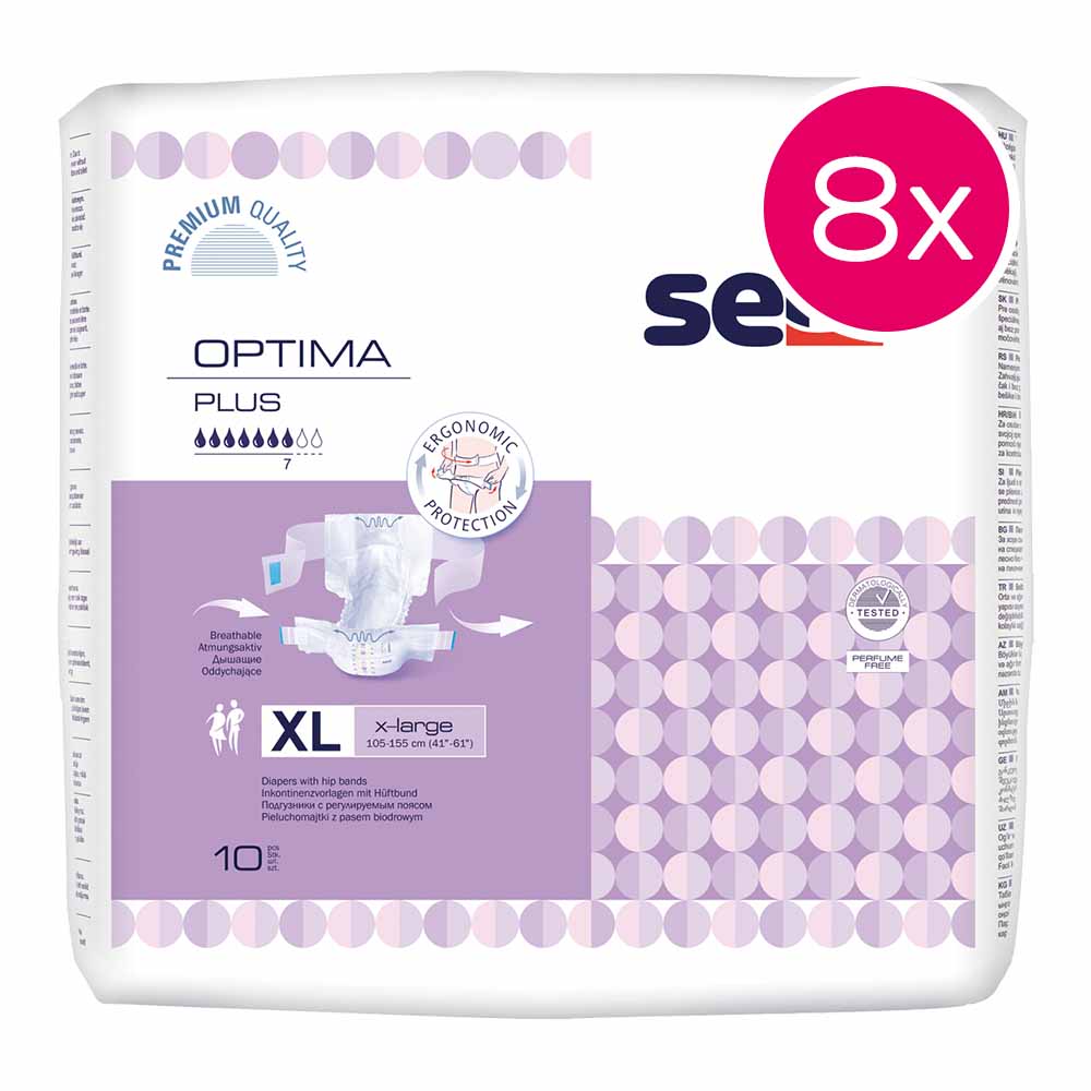 Seni Optima Plus Extra Large Karton mit 8 Packungen