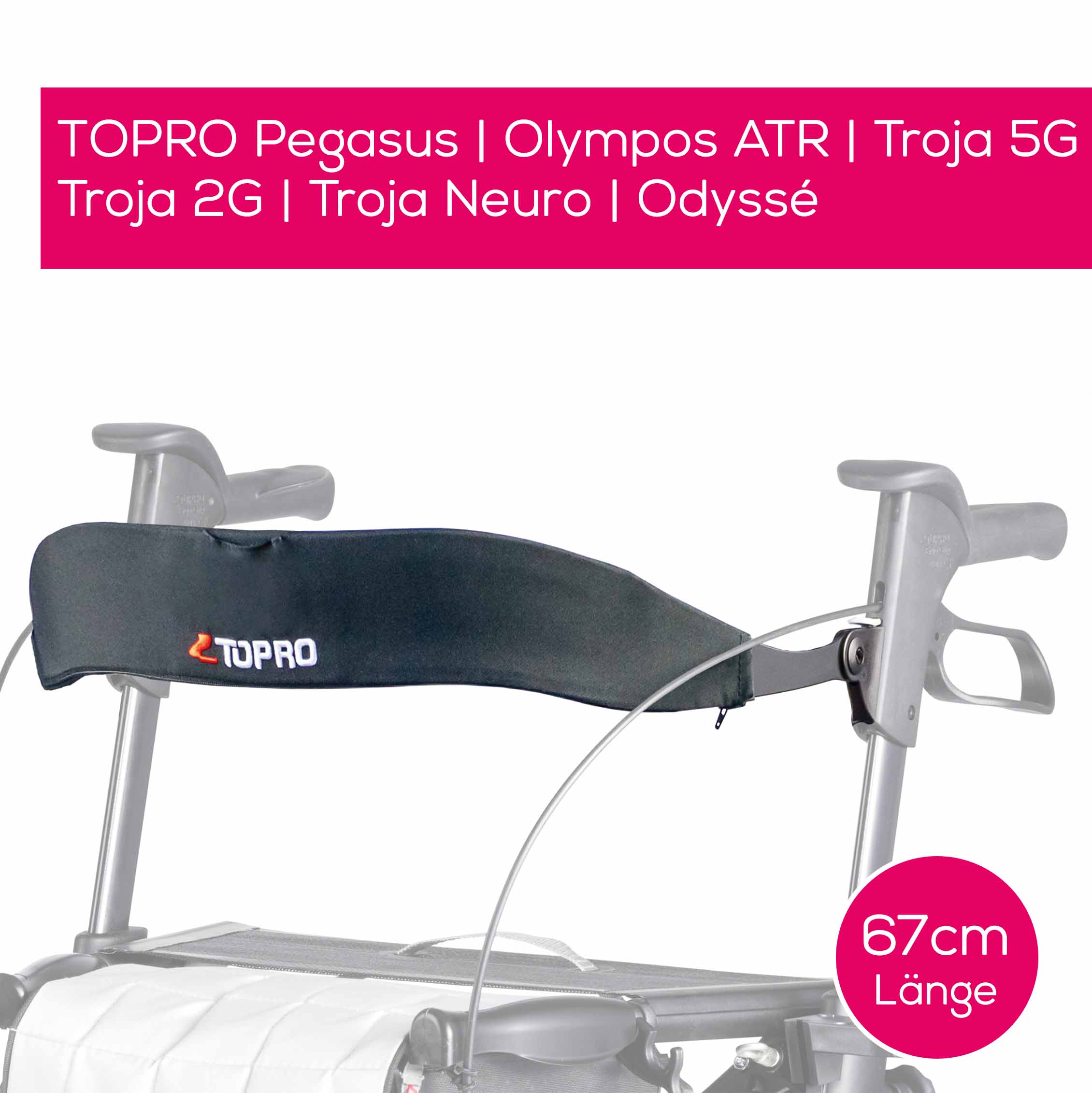 Rollator Rückengurt mit Polsterung - TOPRO Pegasus | Olympos ATR | Troja 5G | 2G | Troja Neuro | Odyssé - 67 cm