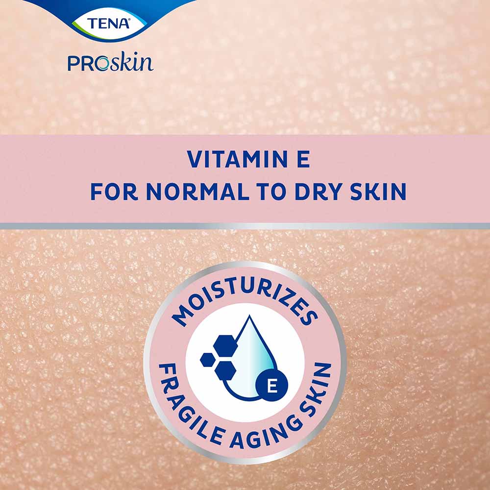 TENA BODY Lotion, 250 ml, leichte feuchtigkeitsspendende Lotion für normale und trockene Haut, mit natürlichen Ölen und Vitamin E, sorgt für ein glattes und geschmeidiges Hautgefühl