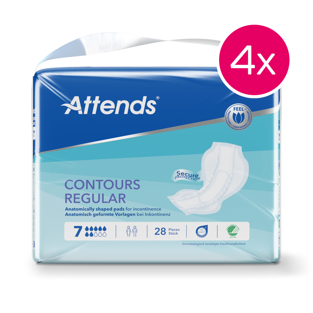 140 Stück Vorlagen Contours Regular 6 Tropfen Attends Windel Adult 58 X 17 Cm