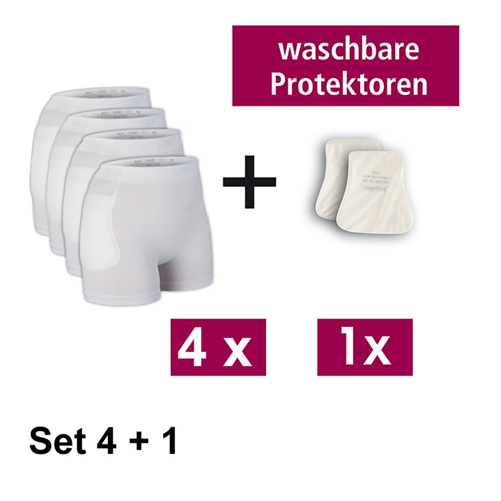 Suprima Hüftprotektor-Set 6 - 4x Slip (ohne Protektor) + 1 Paar Protektoren -maschinenwaschbar