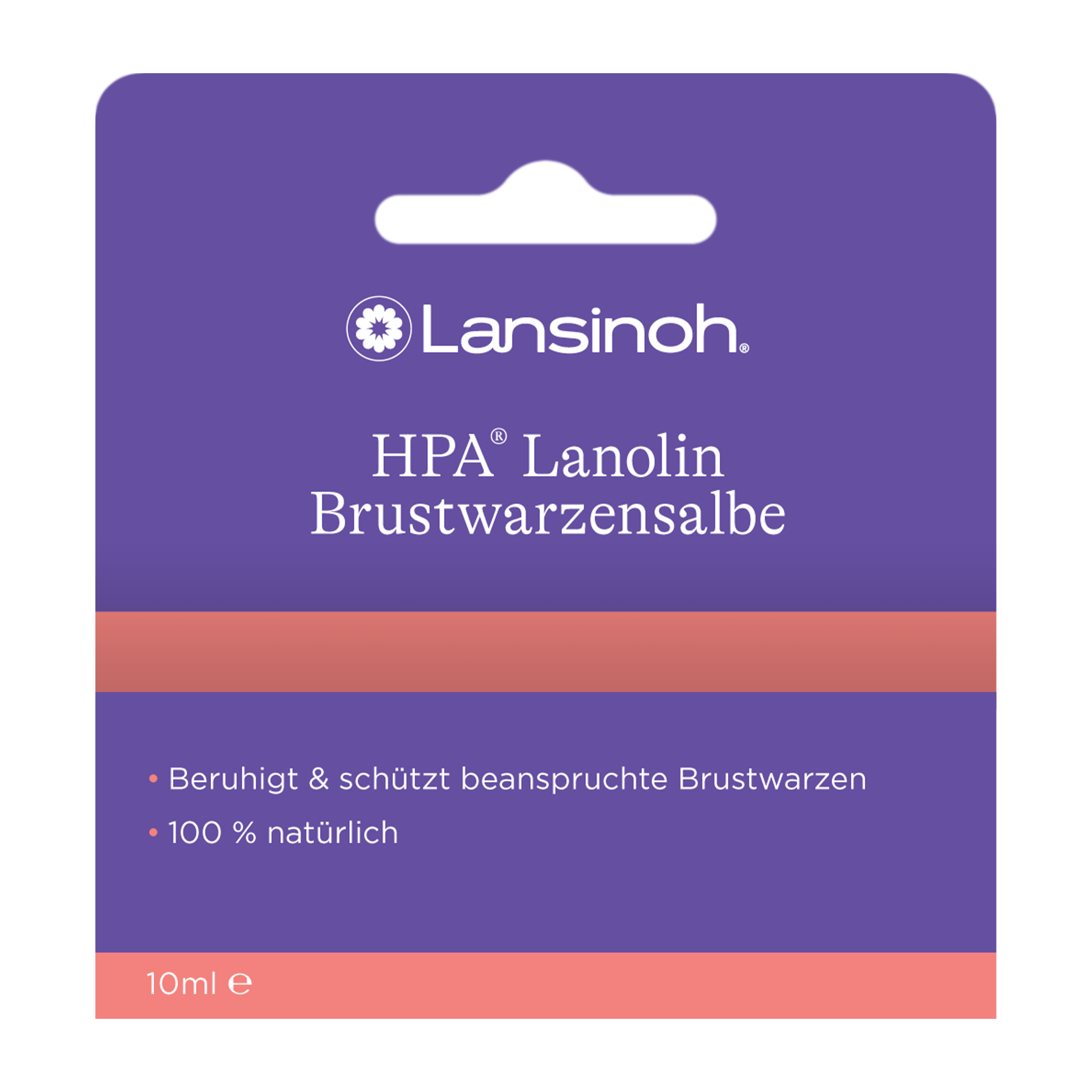 Lansinoh HPA Lanolin Brustwarzensalbe 10 ml, weiß-lila Tube, 100 % reines Lanolin ohne Zusatzstoffe, beruhigt und pflegt wunde Brustwarzen in der Stillzeit, auch für trockene Lippen und Hautstellen geeignet
