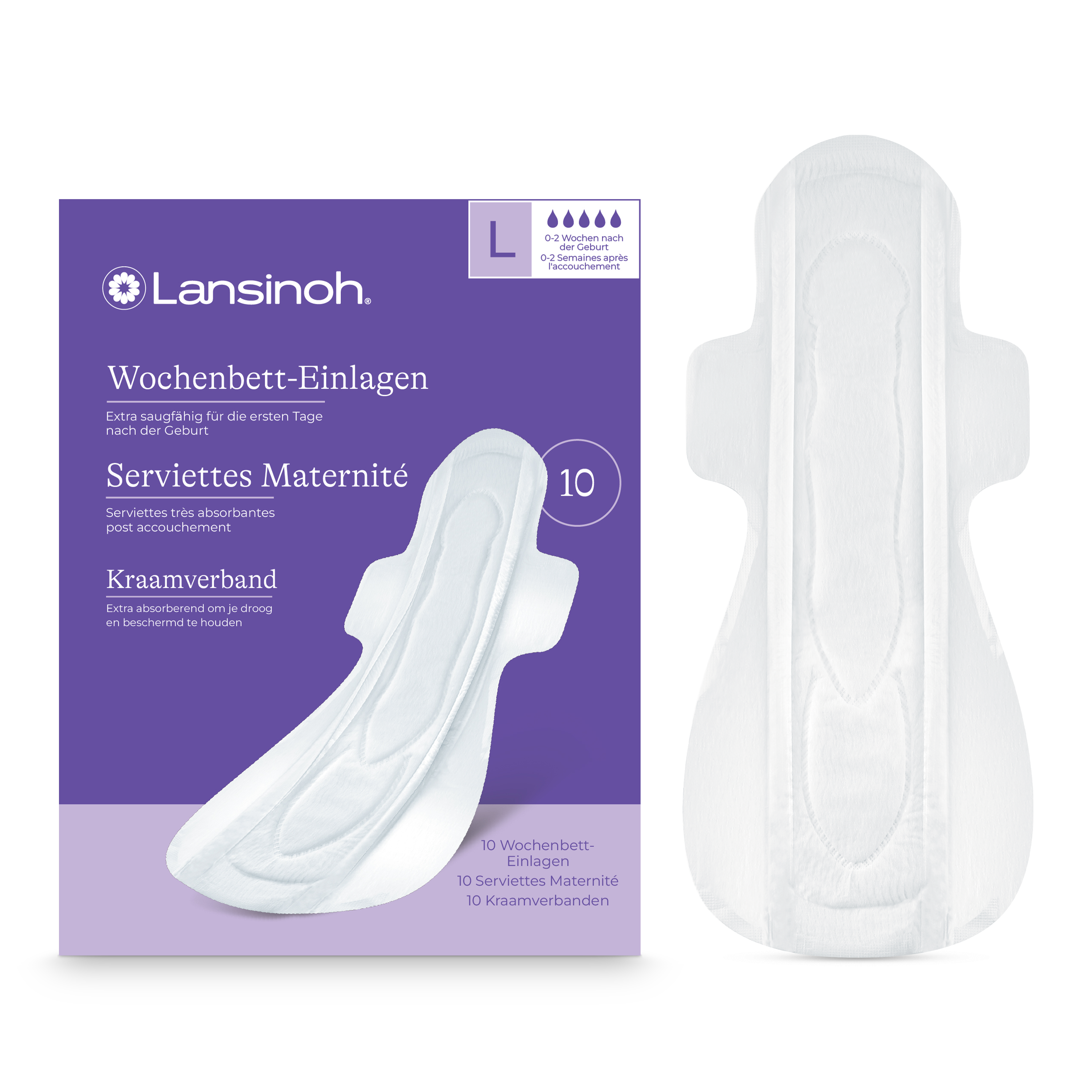 Lansinoh Wochenbett-Einlagen, 0–2 Wochen, besonders saugfähig, bieten zuverlässigen Schutz in allen Phasen des Wochenflusses, ideal für die ersten Tage nach der Geburt, sorgen für ein sicheres und trockenes Gefühl für frisch gebackene Mütter